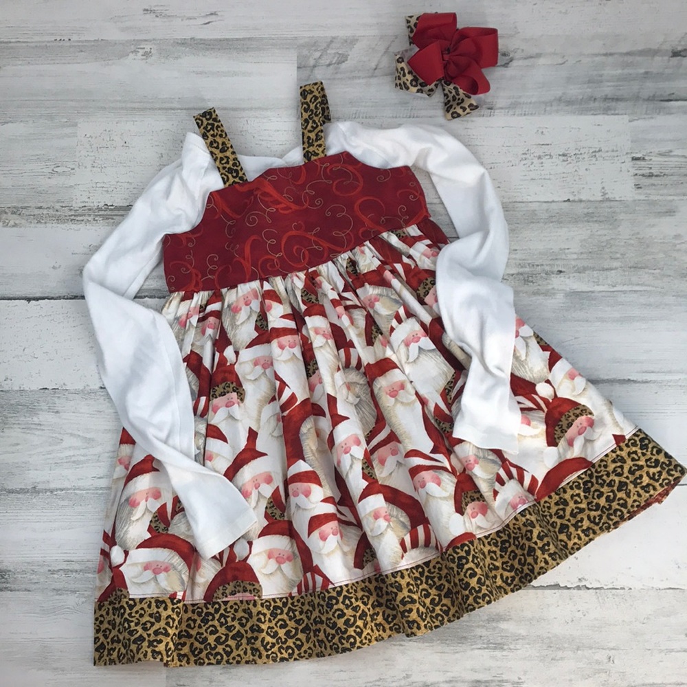 Santa Leopard Holiday dress size 4 / 5 - Picture 4 of 8